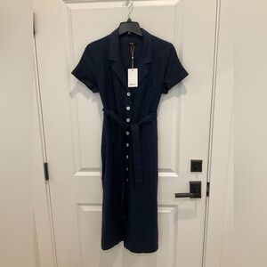Quince 100% European Linen Button
Front Dress deep navy